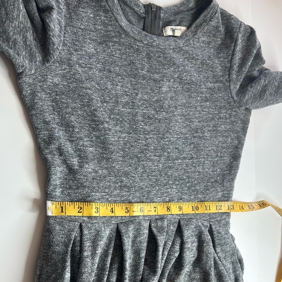 Madewell 1937 Grey Heathered Knit Fit Flare Mini Dress Short Sleeve Zip women XS - Picture 8 of 8